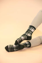 Pilates Honey - Cactus Plaid Ruffle Crew: M/L