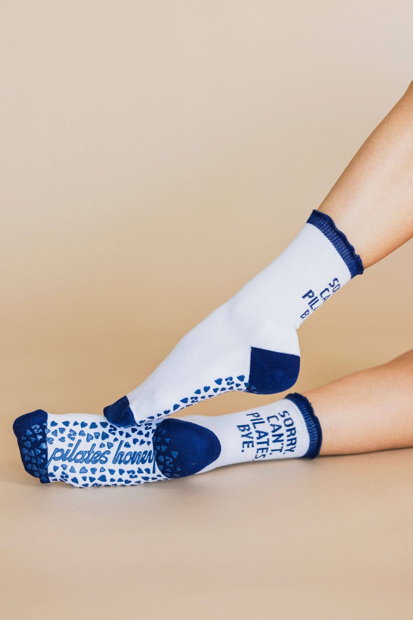 Pilates Honey - Sorry. Can't. Pilates. Bye. Ruffle Crew Grip Sock: S/M